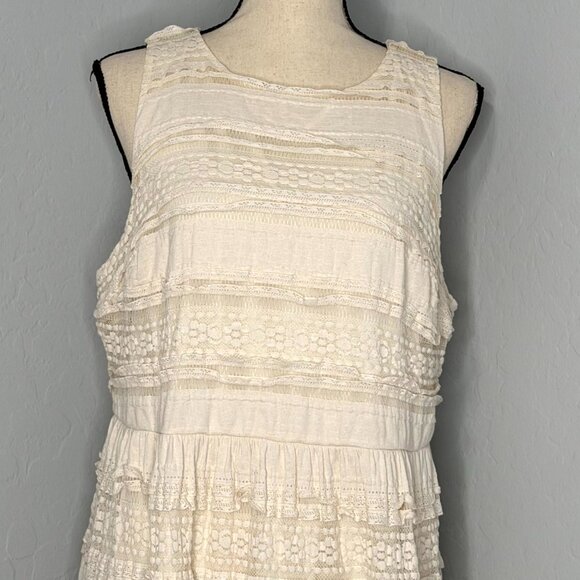 Torrid Ivory Lace High Neck Sleeveless Lined Tiered Dress Size 18 - Picture 3 of 13